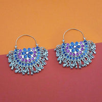 Jeweljunk Blue And Pink Meenakari Afghani Earrings - 1311084I