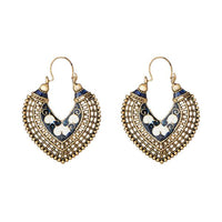 Tip Top Fashions Rhodium Plated Meenakari Afghani Earrings - 1311219B