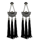 Tip Top Fashions Rhodium Plated Stone Thread Earrings - 1312316B