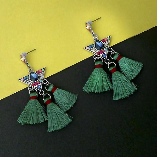 Jeweljunk Multi Austrian Stone Thread Earrings  - 1312322D
