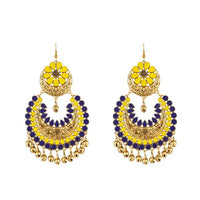 Jeweljunk Yellow Gold Plated Meenakari Afghani Earrings - 1312404A
