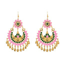 Jeweljunk Gold Plated Pink Meenakari Afghani Earrings - 1312406F