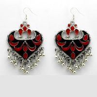 Jeweljunk Rhodium Plated Meenakari Afghani Earrings - 1312410E