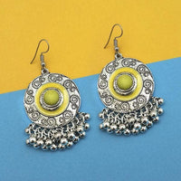 Tip Top Fashions Yellow Silver Plated Meenakari Afghani Earrings - 1312431C