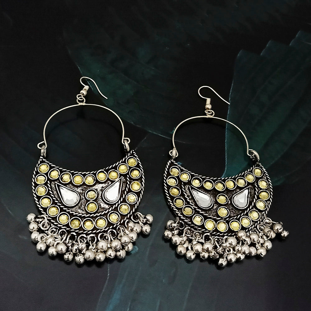 Jeweljunk Kundan Stone Oxidised Afghani Dangler Earrings