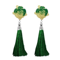 Tip Top Fashions Green Thread Gold Plated Tassel Earrings - 1313313F