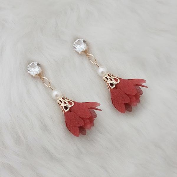 Jeweljunk Maroon Thread Gold Plated Earrings - 1313335B