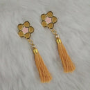 Jeweljunk Beige Thread Gold Plated Tassel Earrings - 1313419A