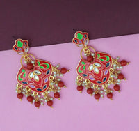 Amina Creation Gold Plated Meenakari Dangler Earrings