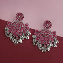 Tip Top Fashions Silver Plated Pink Meenakari Afghani Earrings - 1314250F