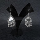 Jeweljunk Silver Plated Mirror Dangler Earrings - 1314580