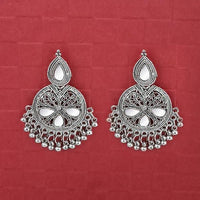 Tip Top Fashions Silver Plated White Kundan Dangler Earrings - 1314724