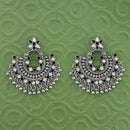 Jeweljunk Black & White Meenakari Silver Plated Afghani Earrings - 1314789I