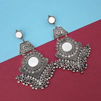 Tip Top Fashions Silver Plated Mirror Dangler Earrings - 1314802A