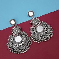 Tip Top Fashions Silver Plated Mirror Dangler Earrings - 1314807A