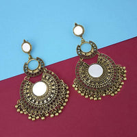 Tip Top Fashions Gold Plated Mirror Dangler Earrings - 1314808B