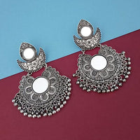 Tip Top Fashions Silver Plated Mirror Dangler Earrings - 1314814A