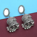 Jeweljunkm Silver Plated Stone Mirror Jhumki Earrings - 1314914