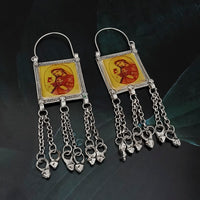 Jeweljunk Oxidised Plated Queen Afghani Earrings