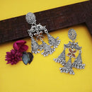 Jeweljunk Oxidised Plated Brown Stone Jhumki Earrings