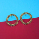 Jeweljunk Antique Gold Plated Round Stud Earrings - 1315345A
