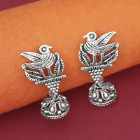 Tip Top Fashions Bird Design Oxidised Plated Jhumki Earrings - 1316001