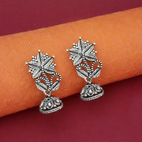 Jeweljunk Floral Design Oxidised Plated Floral Jhumki Earrings - 1316003