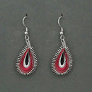 Tip Top Fashions  Rhodium Plated Red Thread Dangler Earrings - 1316101A