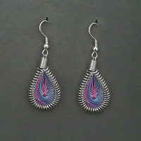 Tip Top Fashions Rhodium Plated Blue Pink Thread Dangler Earrings  - 1316101F