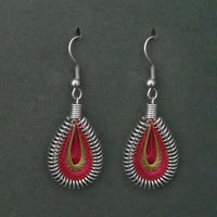 Tip Top Fashions Rhodium Plated Pink Thread Dangler Earrings - 1316101Q