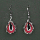 Tip Top Fashions Rhodium Plated Pink White Thread Dangler Earrings - 1316102A