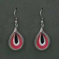 Tip Top Fashions Rhodium Plated Pink White Thread Dangler Earrings - 1316102A