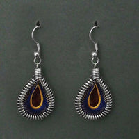 Tip Top Fashions Rhodium Plated Blue Yellow Thread Dangler Earrings - 1316102D