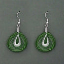 Tip Top Fashions Rhodium Plated Green  Thread Dangler Earrings - 1316104E