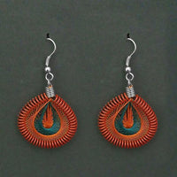 Tip Top Fashions Rhodium Plated Red Thread Dangler Earrings  - 1316104F