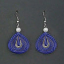 Tip Top Fashions Rhodium Plated Blue Thread Dangler Earrings  - 1316108B