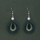 Tip Top Fashions Rhodium Plated Blue Thread Dangler Earrings - 1316108E