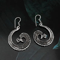 Jeweljunk Silver Plated Peacock Dangler Earrings