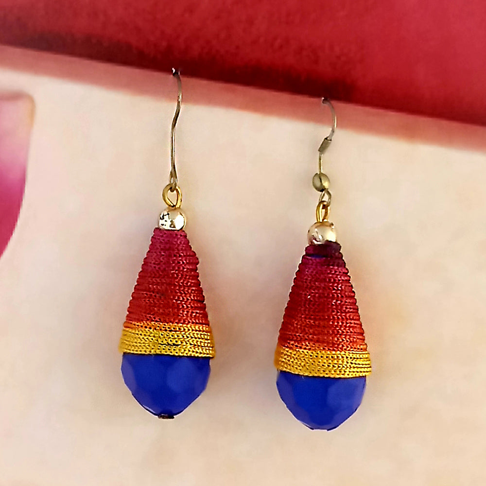 Jeweljunk Multi Gold Plated Thread Pom Pom Earrings