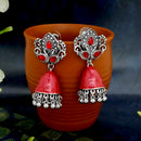JewelJunk Red Oxidized Plated Jhumka