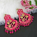 Woma Matte Pink Meenakari Dangler Beads Drop Earrings