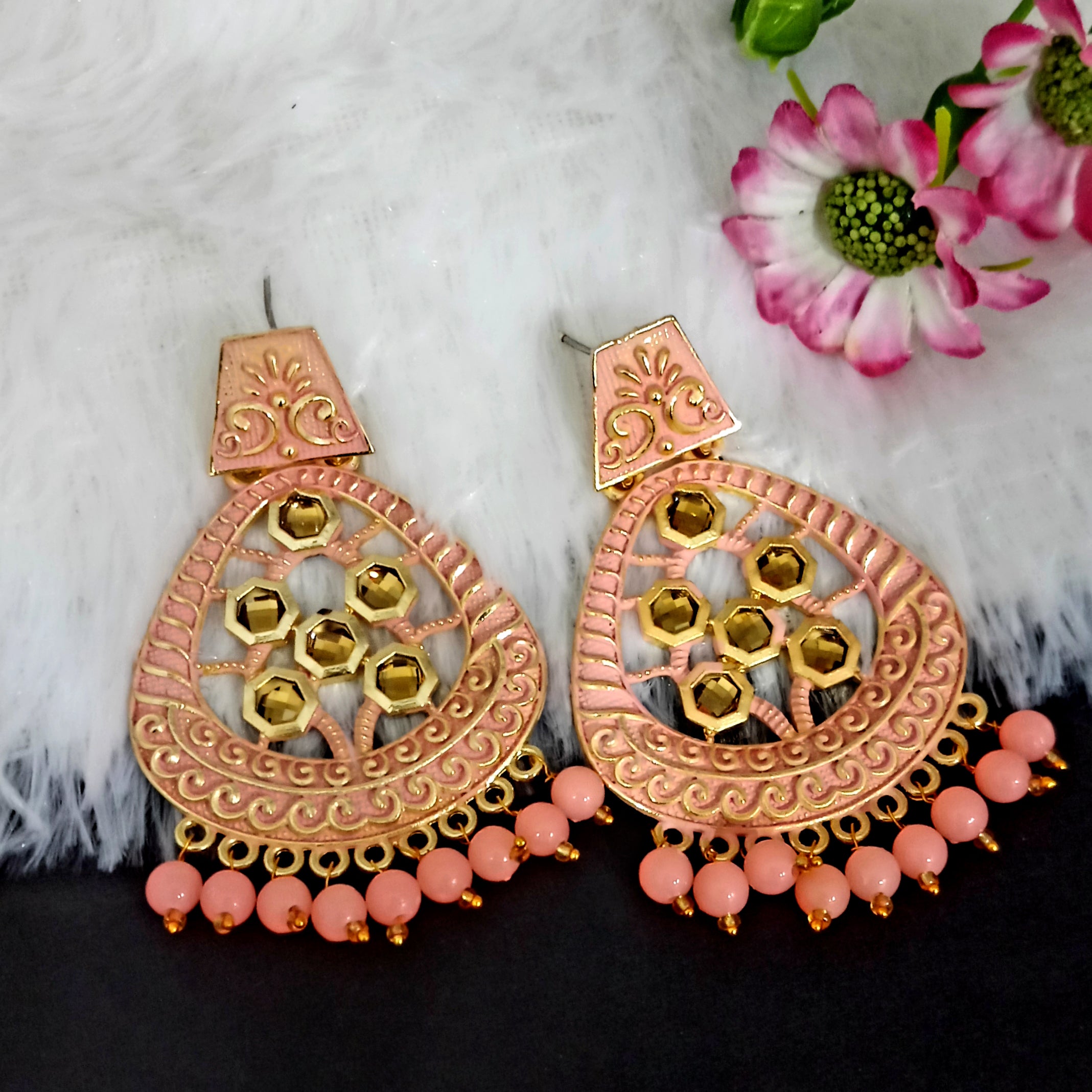 Amina Creation Gold Plated Meenakari Dangler Earrings Assorted Color