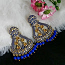 Woma Matte Blue Meenakari Dangler Beads Drop Earrings
