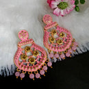 Woma Matte Light Pink Meenakari Dangler Beads Drop Earrings