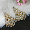 Woma Matte Grey Meenakari Dangler Beads Drop Earrings