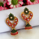 Woma Red Matte Meenakari Jhumki Earrings