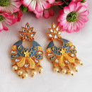 Woma Gold Plated Matte Blue Meenakari Kundan Earrings