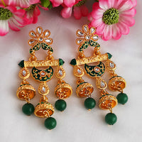 Woma Matte Green Meenakari Designer Earrings