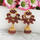 Woma Gold Plated Maroon Dangler Meenakari Earrings - 1318062D