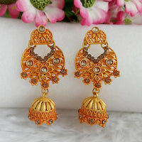 Woma Gold Plated Orange Dangler Meenakari Earrings - 1318065F